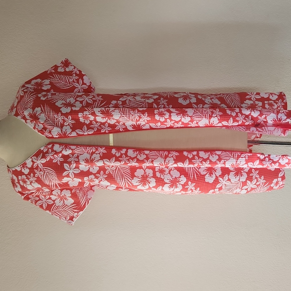 Coral Bay Zip Up Pool Swim Bathing Suit Coverup Womens Size Small Floral Coral - Picture 3 of 12